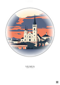 Affiche Vilnius – Poster illustration vintage – Vilnius Cathedral | Gravura – Fond clair