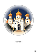 Affiche Chisinau – Poster illustration vintage – Nativity Of Christ Cathedral | Gravura – Fond clair