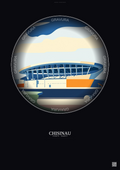 Affiche Chisinau – Poster illustration vintage – Stadionul Republican | Gravura – Fond foncé