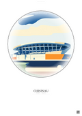 Affiche Chisinau – Poster illustration vintage – Stadionul Republican | Gravura – Fond clair