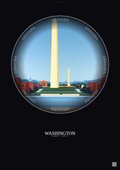Affiche Washington – Poster illustration vintage – Most Iconic Landmark Of Washington | Gravura – Fond foncé