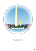 Affiche Washington – Poster illustration vintage – Most Iconic Landmark Of Washington | Gravura – Fond clair