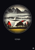 Affiche Ottawa – Poster illustration vintage – Canadian Tire Centre | Gravura – Fond foncé