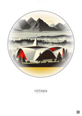 Affiche Ottawa – Poster illustration vintage – Canadian Tire Centre | Gravura – Fond clair