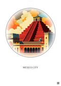 Affiche Mexico City – Poster illustration vintage – Historic Old Town Of Mexico City | Gravura – Fond clair