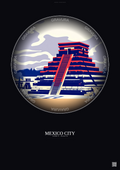Affiche Mexico City – Poster illustration vintage – Most Iconic Landmark Of Mexico City | Gravura – Fond foncé