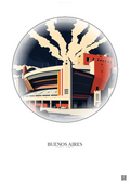 Affiche Buenos Aires – Poster illustration vintage – Mas Monumental Stadium | Gravura – Fond clair