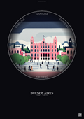 Affiche Buenos Aires – Poster illustration vintage – Plaza De Mayo | Gravura – Fond foncé