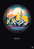 Affiche Brasilia – Poster illustration vintage – Brasilia | Gravura – Fond foncé