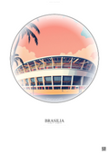 Affiche Brasilia – Poster illustration vintage – Estadio Nacional De Brasilia | Gravura – Fond clair