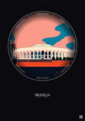 Affiche Brasilia – Poster illustration vintage – Palacio Do Planalto | Gravura – Fond foncé