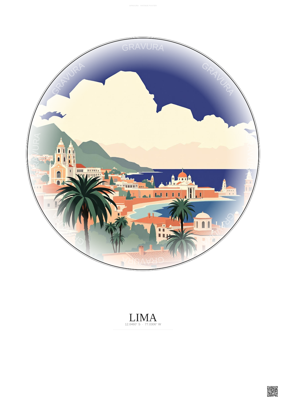 Affiche Lima – Poster illustration vintage – Lima | Gravura – Fond clair