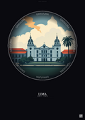 Affiche Lima – Poster illustration vintage – National University Of San Marcos | Gravura – Fond foncé