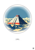 Affiche Lima – Poster illustration vintage – Pachacamac | Gravura – Fond clair
