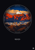 Affiche Bogota – Poster illustration vintage – Famous Viewpoint Of Bogota | Gravura – Fond foncé