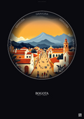 Affiche Bogota – Poster illustration vintage – Historic Old Town Of Bogota | Gravura – Fond foncé
