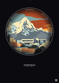 Affiche Santiago – Poster illustration vintage – Chilean Museum Of Pre Columbian Art | Gravura – Fond foncé