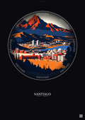 Affiche Santiago – Poster illustration vintage – Santiago | Gravura – Fond foncé