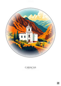 Affiche Caracas – Poster illustration vintage – Mariperez Church | Gravura – Fond clair
