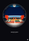 Affiche Montevideo – Poster illustration vintage – Estadio Centenario | Gravura – Fond foncé