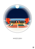 Affiche Montevideo – Poster illustration vintage – Estadio Centenario | Gravura – Fond clair
