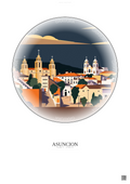 Affiche Asuncion – Poster illustration vintage – Historic Old Town Of Asuncion | Gravura – Fond clair