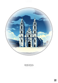Affiche Havana – Poster illustration vintage – Havana Cathedral | Gravura – Fond clair