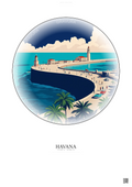 Affiche Havana – Poster illustration vintage – Malecon | Gravura – Fond clair