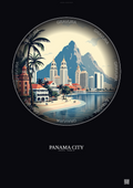 Affiche Panama City – Poster illustration vintage – Panama City | Gravura – Fond foncé