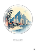 Affiche Panama City – Poster illustration vintage – Panama City | Gravura – Fond clair