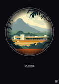 Affiche San Jose – Poster illustration vintage – Estadio Nacional De Costa Rica | Gravura – Fond foncé