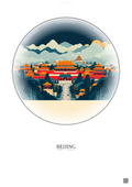 Affiche Beijing – Poster illustration vintage – Historic Old Town Of Beijing | Gravura – Fond clair