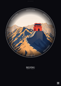 Affiche Beijing – Poster illustration vintage – Most Iconic Landmark Of Beijing | Gravura – Fond foncé
