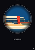 Affiche New Delhi – Poster illustration vintage – National Museum | Gravura – Fond foncé