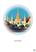 Affiche Bangkok – Poster illustration vintage – Grand Palace | Gravura – Fond clair