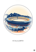 Affiche Kuala Lumpur – Poster illustration vintage – National Stadium Bukit Jalil | Gravura – Fond clair