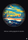 Affiche Special Capital Region Of Jakarta – Poster illustration vintage – Famous Viewpoint Of Special Capital Region Of Jakarta | Gravura – Fond foncé