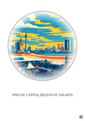 Affiche Special Capital Region Of Jakarta – Poster illustration vintage – Famous Viewpoint Of Special Capital Region Of Jakarta | Gravura – Fond clair