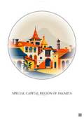 Affiche Special Capital Region Of Jakarta – Poster illustration vintage – Historic Old Town Of Special Capital Region Of Jakarta | Gravura – Fond clair
