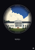 Affiche Manila – Poster illustration vintage – Malacanang Palace | Gravura – Fond foncé