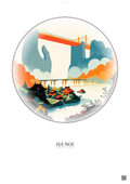 Affiche Ha Noi – Poster illustration vintage – Famous Viewpoint Of Ha Noi | Gravura – Fond clair