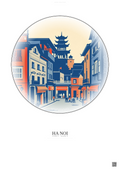 Affiche Ha Noi – Poster illustration vintage – Historic Old Town Of Ha Noi | Gravura – Fond clair