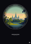 Affiche Phnom Penh – Poster illustration vintage – Phnom Penh | Gravura – Fond foncé