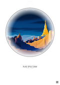 Affiche Nay Pyi Taw – Poster illustration vintage – Famous Viewpoint Of Nay Pyi Taw | Gravura – Fond clair