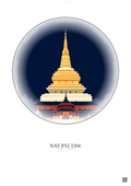 Affiche Nay Pyi Taw – Poster illustration vintage – Most Iconic Landmark Of Nay Pyi Taw | Gravura – Fond clair