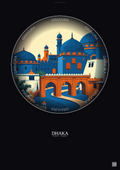 Affiche Dhaka – Poster illustration vintage – Dhaka | Gravura – Fond foncé