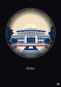 Affiche Dhaka – Poster illustration vintage – Jatiya Sangsad Bhaban | Gravura – Fond foncé