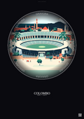 Affiche Colombo – Poster illustration vintage – R Premadasa Stadium | Gravura – Fond foncé