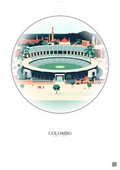 Affiche Colombo – Poster illustration vintage – R Premadasa Stadium | Gravura – Fond clair