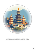 Affiche Kathmandu Metropolitan City – Poster illustration vintage – Historic Old Town Of Kathmandu Metropolitan City | Gravura – Fond clair